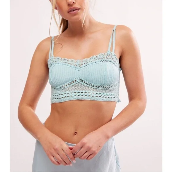 Free People Tallulah Bralette in Aqua-esque Blue Sizes Small $48 Retail NWT - Picture 5 of 12